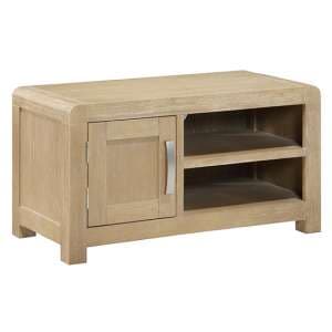 Tyler Wooden TV Stand Small With 1 Door In Washed Oak - UK