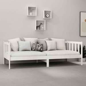 Umeko Solid Pinewood Single Day Bed In White - UK