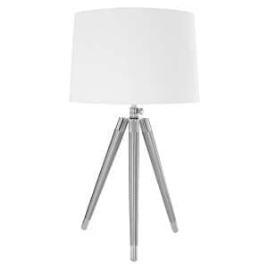 Unica Cream Fabric Shade Table Lamp With Chrome Tripod Base