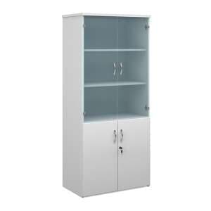 Upton Wooden Storage Cabinet In White With 4 Doors And 4 Shelves
