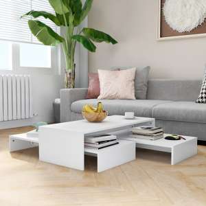Urania Wooden Nesting Coffee Table Set In White
