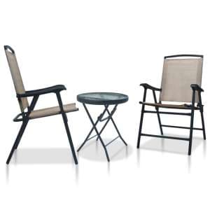 Urbana Glass And Steel 3 Piece Bistro Set In Taupe - UK