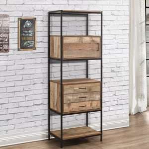 Urbana Wooden Shelving Unit With 3 Drawers In Rustic - UK