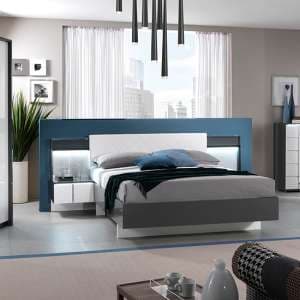 Urbino LED Double Bed In Grey And White With 2 Nightstands