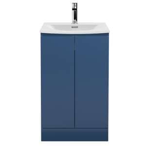 Urfa 50cm 2 Doors Vanity With Curved Basin In Satin Blue - UK