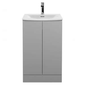 Urfa 50cm 2 Doors Vanity With Curved Basin In Satin Grey - UK