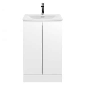 Urfa 50cm 2 Doors Vanity With Curved Basin In Satin White - UK
