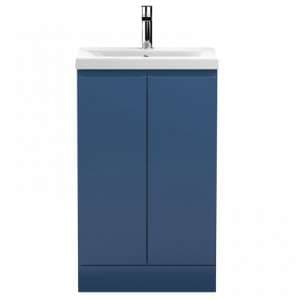 Urfa 50cm 2 Doors Vanity With Mid Edged Basin In Satin Blue - UK
