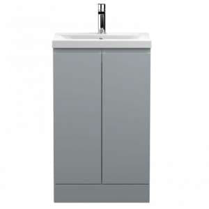 Urfa 50cm 2 Doors Vanity With Mid Edged Basin In Satin Grey - UK