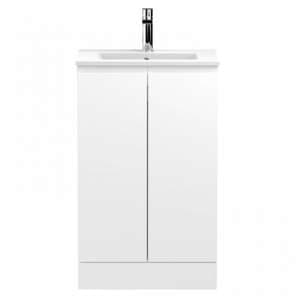 Urfa 50cm 2 Doors Vanity With Minimalist Basin In Satin White - UK