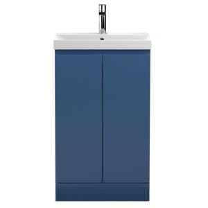 Urfa 50cm 2 Doors Vanity With Thin Edged Basin In Satin Blue - UK