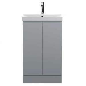 Urfa 50cm 2 Doors Vanity With Thin Edged Basin In Satin Grey - UK