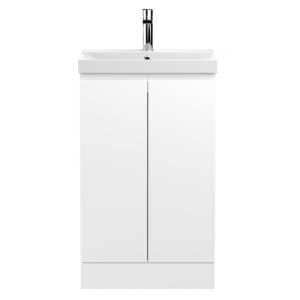 Urfa 50cm 2 Doors Vanity With Thin Edged Basin In Satin White - UK