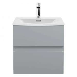 Urfa 50cm Wall Hung Vanity With Curved Basin In Satin Grey - UK