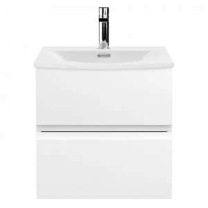 Urfa 50cm Wall Hung Vanity With Curved Basin In Satin White - UK