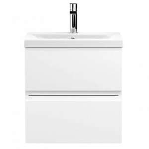 Urfa 50cm Wall Hung Vanity With Mid Edged Basin In Satin White - UK