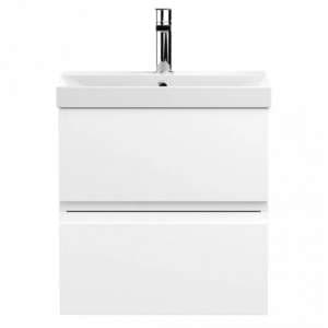 Urfa 50cm Wall Hung Vanity With Thin Edged Basin In Satin White - UK