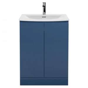 Urfa 60cm 2 Doors Vanity With Curved Basin In Satin Blue - UK