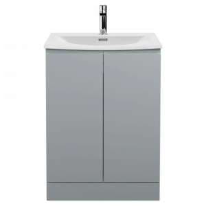 Urfa 60cm 2 Doors Vanity With Curved Basin In Satin Grey - UK