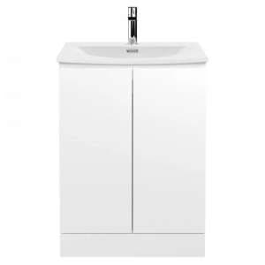 Urfa 60cm 2 Doors Vanity With Curved Basin In Satin White - UK