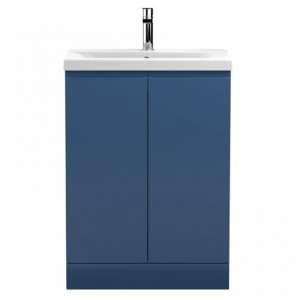 Urfa 60cm 2 Doors Vanity With Mid Edged Basin In Satin Blue - UK