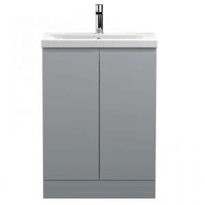 Urfa 60cm 2 Doors Vanity With Mid Edged Basin In Satin Grey - UK