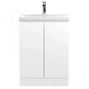Urfa 60cm 2 Doors Vanity With Mid Edged Basin In Satin White - UK