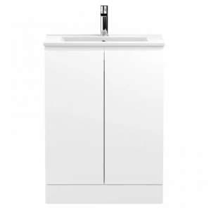 Urfa 60cm 2 Doors Vanity With Minimalist Basin In Satin White - UK