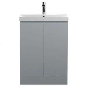 Urfa 60cm 2 Doors Vanity With Thin Edged Basin In Satin Grey - UK