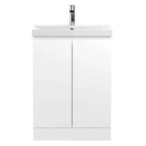 Urfa 60cm 2 Doors Vanity With Thin Edged Basin In Satin White - UK
