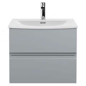 Urfa 60cm Wall Hung Vanity With Curved Basin In Satin Grey - UK