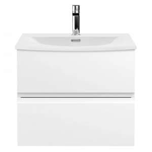 Urfa 60cm Wall Hung Vanity With Curved Basin In Satin White - UK