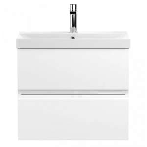 Urfa 60cm Wall Hung Vanity With Thin Edged Basin In Satin White - UK