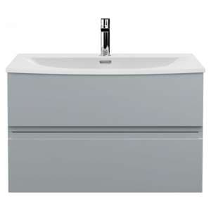 Urfa 80cm Wall Hung Vanity With Curved Basin In Satin Grey - UK
