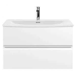 Urfa 80cm Wall Hung Vanity With Curved Basin In Satin White - UK