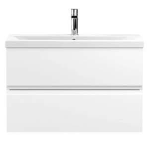 Urfa 80cm Wall Hung Vanity With Mid Edged Basin In Satin White - UK