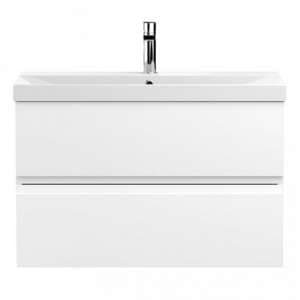 Urfa 80cm Wall Hung Vanity With Thin Edged Basin In Satin White - UK