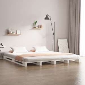 Urika Solid Pine Wood Double Bed In White