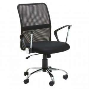 Utica Fabric Home And Office Chair In Black With Chrome Arms - UK