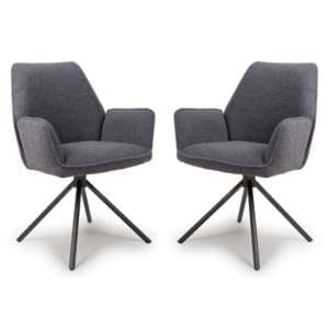 Utica Grey Boucle Carver Snuggly Fabric Dining Chairs In Pair