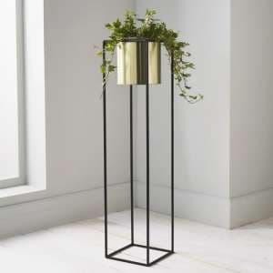 Vail Large Metal Plant Holder In Black And Gold