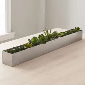 Vail Long Aluminium Centrepiece Table Plant Holder In Silver