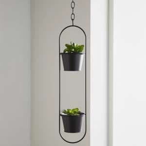 Vail Small Metal Duo Hanging Plant Holder In Black