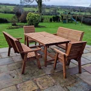 Vail Timber Dining Table Large With 2 Chairs 2 Large Benches - UK