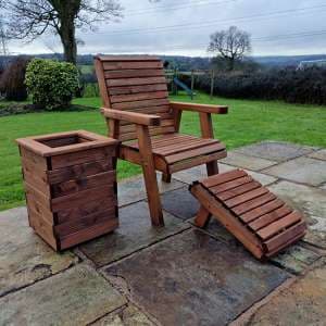 Vail Timber Garden Seating Chair With Footstool And Planter - UK