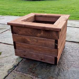 Vail Timber Planter Small Square In Brown - UK