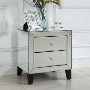 Agalia Mirrored Bedside Cabinet With 2 Drawers