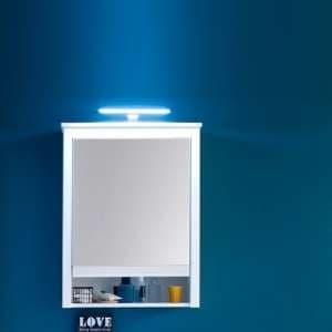 Valdo Mirrored Bathroom Wall Cabinet In White With LED - UK