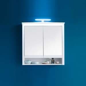 Valdo Mirrored Bathroom Wall Cabinet Wide In White With LED