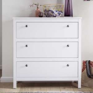 Valdo Wooden Chest Of Drawers In White With 3 Drawers - UK